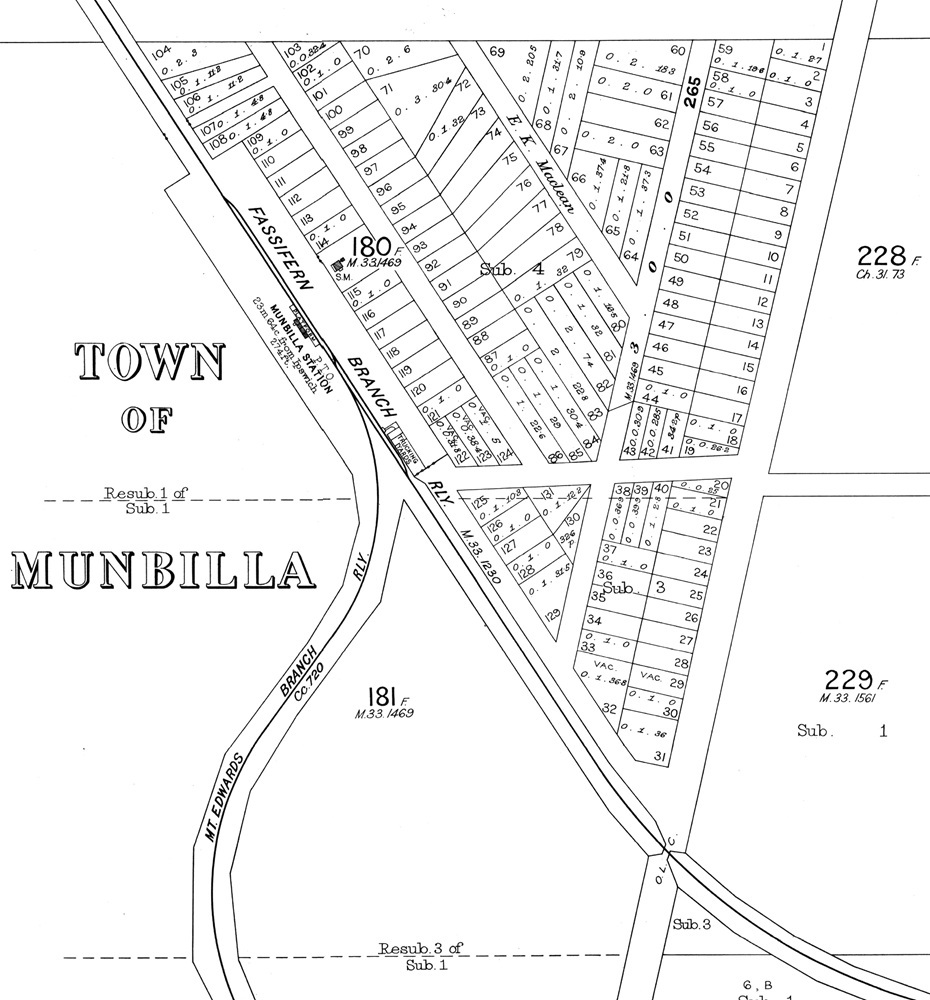 Town of Munbilla - cadastral map 1936 Munbilla township 1936